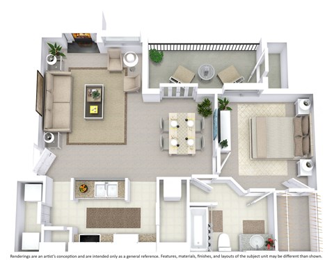 Floor plan for 1 bed, 1 bath, 720 sqft